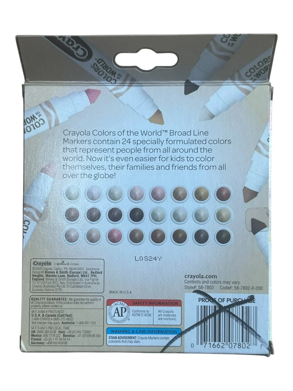 Crayola Colors of the World Markers 24 Count Broad Line Multicultural NEW